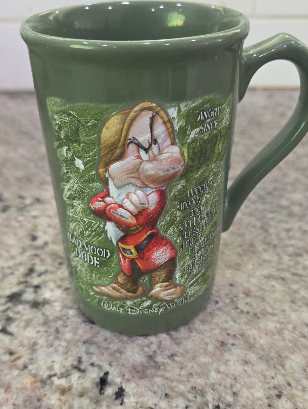 Vintage Disney Green Grumpy Character Ceramic Mug